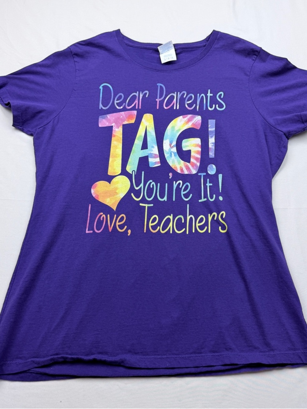 Port and Company Purple Short Sleeve Tee with Multicolor Tie-Dye Graphic